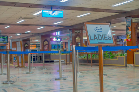 Kathmandu, Nepal, November 15, 2017: Informative sign of ladies word written, inside of the Tribhuvan International Airport - Kathmanduのeditorial素材