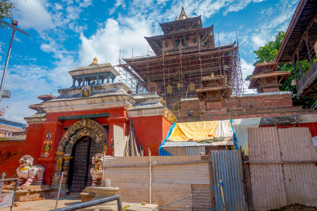 KATHMANDU, NEPAL OCTOBER 15, 2017: Outdoor view of damaged buildings after the earthquake in 2015 of Durbar square in Kathmandu, capital of Nepalのeditorial素材