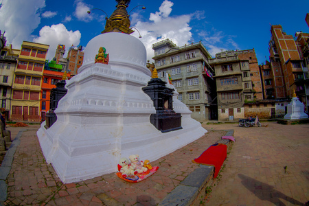 KATHMANDU, NEPAL OCTOBER 15, 2017: Evening view of Bodhnath stupa - Kathmandu - Nepal, fish eye effectのeditorial素材
