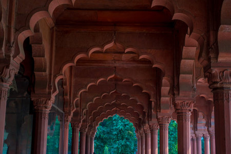 DELHI, INDIA - SEPTEMBER 25 2017: Interiors view of Red Fort in Delhi, India,Fort was the residence...