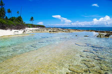 Amazing crystalline water in San Andres Island from Johnny Cay in a gorgeous sunny day in San Andres, Colombiaの写真素材