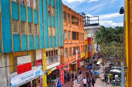 BOGOTA, COLOMBIA - OCTOBER, 11, 2017: outdoor view of unidentified people walking in the streets of dowtown in Bogotaのeditorial素材