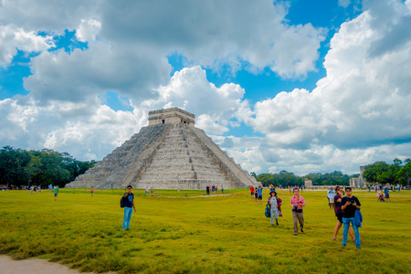 CHICHEN ITZA, MEXICO - NOVEMBER 12, 2017: Chichen Itza, one of the most visited archaeological sites in Mexico. About 1.2 million tourists visit the ruins every yearのeditorial素材