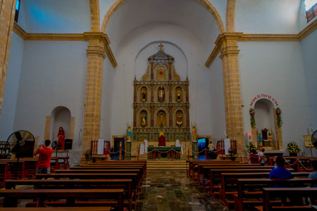 VALLADOLID, MEXICO - NOVEMBER 12, 2017: Interior view of Church of San Servacio Saint Servatius in Valladolid, Yucatan, Mexicoのeditorial素材