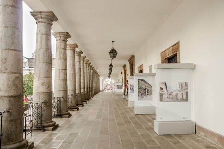 QUITO, ECUADOR, JANUARY, 11- 2018: Detail view of passage at Carondelet palace government in Quitoのeditorial素材