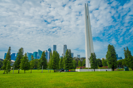SINGAPORE, SINGAPORE - FEBRUARY 01, 2018: Outdoor view of white tower structure located in a park in Singaporeのeditorial素材