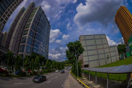 SINGAPORE, SINGAPORE - JANUARY 30. 2018: Outdoor view of public residential condominium building...