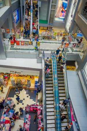 BANGKOK, THAILAND, FEBRUARY 08, 2018: Above indoor view of MBK shopping mall, one of the most visited malls in Bangok. MBK shopping mall is a popular place for walksのeditorial素材