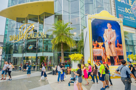 BANGKOK, THAILAND, FEBRUARY 02, 2018: Unidentified people walking at the enter of Siam Paragon...