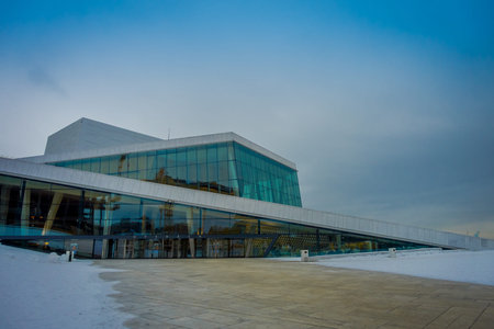 OSLO, NORWAY - MARCH, 26, 2018: Oslo Opera House is the home of The Norwegian National Opera and...