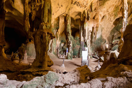 BANGKOK, THAILAND - FEBRUARY 09, 2018: Amazing indoor view of ancient cave Khao khanabnam in Krabi province, Thailandのeditorial素材