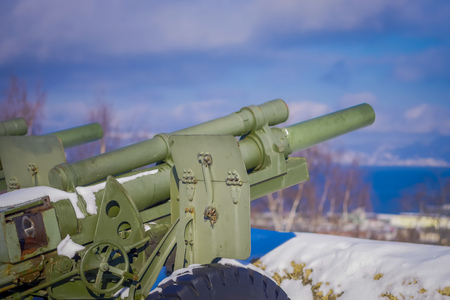 Outdoor view of antiaircraft gun in Trondheimの写真素材