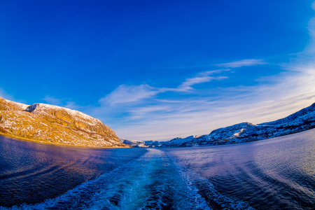 Winter views from Hurtigruten voyage, Northern Norwayの写真素材