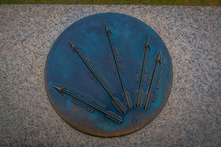 Gettysburg, PA, USA - June 30, 2013: Close up of sewer located in the sidewalk in downtown Gettysburg in the summerのeditorial素材
