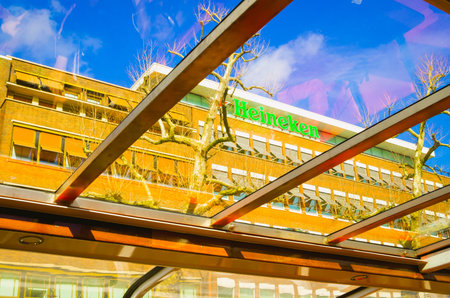 AMSTERDAM, NETHERLANDS, APRIL, 23 2018: Outdoor view of Heineke brewery building, Heineken...