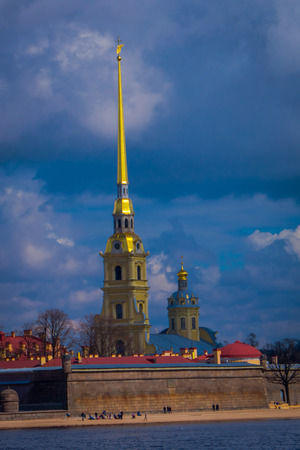 ST. PETERSBURG, RUSSIA, 01 MAY 2018: The Peter and Paul Fortress founded by Peter the Great in 1703 and built to Domenico Trezzinis designs from 1706-1740 St. Petersburgのeditorial素材