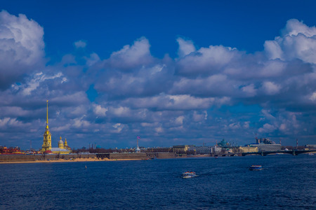 ST. PETERSBURG, RUSSIA, 01 MAY 2018: The Peter and Paul Fortress founded by Peter the Great in 1703 and built to Domenico Trezzinis designs from 1706-1740 in St. Petersburgのeditorial素材