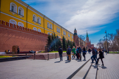 MOSCOW, RUSSIA- APRIL, 24, 2018: Unidentified people at outdoors of the Kremlin in the Tomb of the Unknown Soldierのeditorial素材