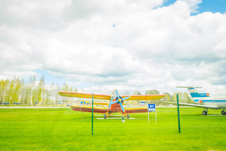 MINSK, BELARUS - MAY 01, 2018: Open air museum of old civil aviation near Minsk airport. An-2 is a Soviet biplane aircraft designed by the Antonov Design Bureauのeditorial素材