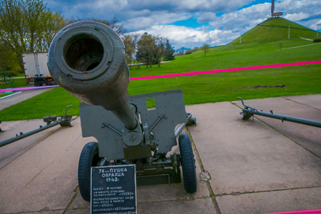 MINSK, BELARUS - MAY 01, 2018: Outdoor view of exhibition of military equipment since World War II near the memorial complex Hill of Glory in Minskのeditorial素材