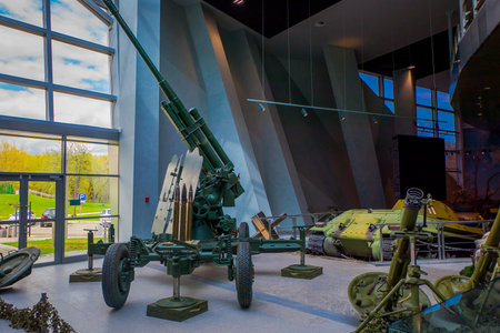 BELARUS, MINSK - MAY 01, 2018: Indoor view of State Museum of the Great Patriotic War exhibitions of...