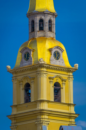 ST. PETERSBURG, RUSSIA, 17 MAY 2018: Close up of the Peter and Paul Fortress founded by Peter the Great in 1703 and built to Domenico Trezzinis designs from 1706-1740 St. Petersburgのeditorial素材