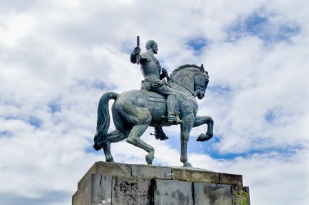 POPAYAN, COLOMBIA - FEBRUARY 06, 2018: Outdoor view of Statue of Sebastian de Belalcazar on the Monte del Morro hill in the Popayanのeditorial素材