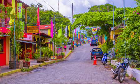 OMETEPE, NICARAGUA, MAY, 14, 2018: The main street of the village of Ometepe, is the largest village and the home of the largest of the three ferry portsのeditorial素材