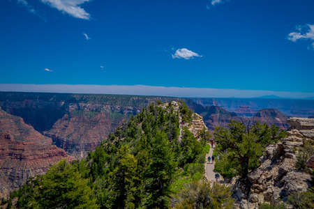 High cliffs above Bright Angel canyon, major tributary of the Grand Canyon, Arizona, view from the north rimの写真素材