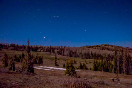 Beautiful gorgeous view of stars over Bryce Canyon National Park in USA.