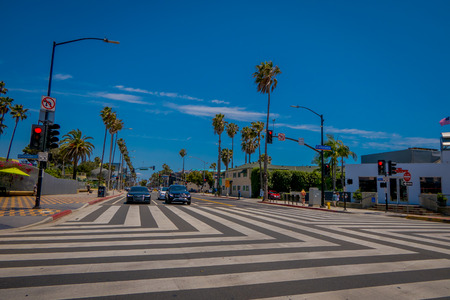 Los Angeles, California, USA, JUNE, 15, 2018: Outdoor view of Colorado Ave in Santa Monica. The street leads straight to the famous pierのeditorial素材
