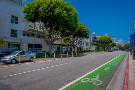 Los Angeles, California, USA, JUNE, 15, 2018: Street view in Santa monica. . The city is named after the Christian saint Monicaのeditorial素材