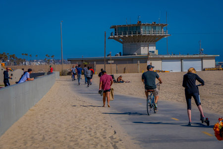 Los Angeles, California, USA, JUNE, 15, 2018: Outdoor view of unidentified people at Venice Beach in...