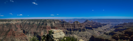 Beatiful panoramic view of cliffs above Bright Angel canyon, major tributary of the Grand Canyon, Arizona, view from the north rim in USA.の写真素材
