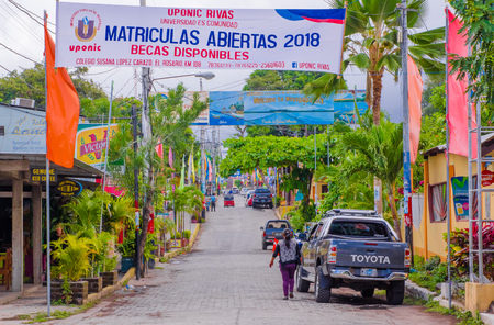 OMETEPE, NICARAGUA, MAY, 14, 2018: The main street of the village of Ometepe, is the largest village and the home of the largest of the three ferry portsのeditorial素材