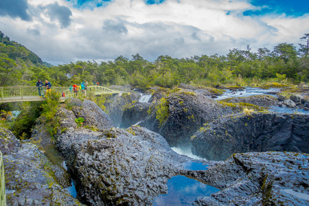 Saltos de Petrohue. Waterfalls in the south of Chile, formed by volcanic actionの写真素材