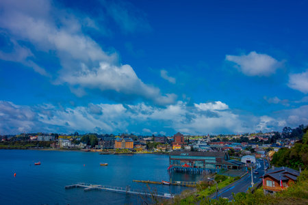 PUERTO VARAS, CHILE, SEPTEMBER, 23, 2018: View of the city of Puerto Varas and Llanquihue lake