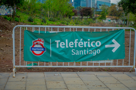 SANTIAGO, CHILE - OCTOBER 16, 2018: Outdoor view of informative sign of Gondola of Santiago de Chile at Las Condesのeditorial素材