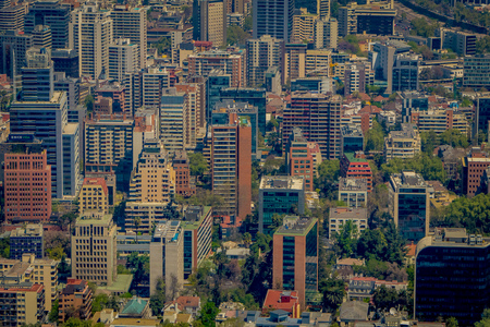 Beautiful outdoor view of Santiago city landscape from Costanera Center at in Santiago of Chileの写真素材