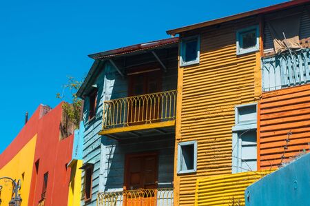 BUENOS AIRES, ARGENTINA - JANUARY 30, 2018: Caminito is a colorful area in La Boca neighborhoods in Buenos Aires. With colorfully painted buildings.のeditorial素材