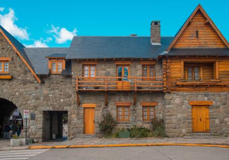 BARILOCHE, ARGENTINA - march 24, 2018:Civic Centre, Centro Civico and main square in downtown Bariloche City San Carlos de Bariloche, Argentinaのeditorial素材