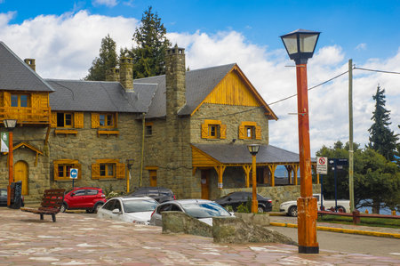 BARILOCHE, ARGENTINA - march 24, 2018:Civic Centre, Centro Civico and main square in downtown Bariloche City San Carlos de Bariloche, Argentinaのeditorial素材