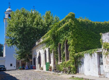 Colonia del Sacramento, Uruguay; March 2 2019: Street of sights in the city Colonia del Sacramento, world heritage siteのeditorial素材