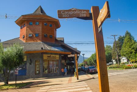 PUCON, CHILE - SEPTEMBER, 23, 2018: Pucon town in central Chile on a blue skies sunny dayのeditorial素材