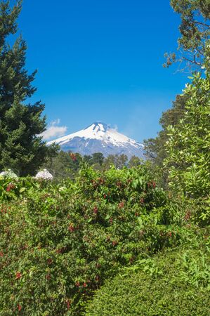 PUCON, CHILE - SEPTEMBER, 23, 2018: Pucon town in central Chile on a blue skies sunny dayのeditorial素材