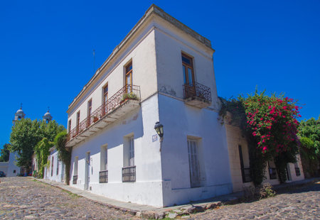 Colonia del Sacramento, Uruguay; March 2 2019: Street of sights in the city Colonia del Sacramento, world heritage siteのeditorial素材