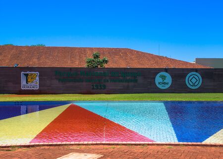Foz do Iguazu, BRAZIL - FEBRUARY 24, 2018: Foz do Iguazu. Is a touristic town and waterfalls at Brazil.のeditorial素材