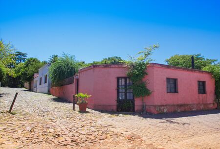Colonia del Sacramento, Uruguay; March 2 2019: Street of sights in the city Colonia del Sacramento, world heritage siteのeditorial素材