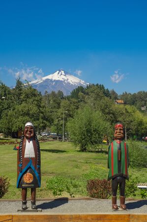 PUCON, CHILE - SEPTEMBER, 23, 2018: Pucon town in central Chile on a blue skies sunny dayのeditorial素材