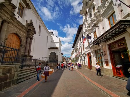 Quito, Ecuador, September 29, 2019: View of the historic centre of Quito, Ecuador. Proclaimed by the Unescoのeditorial素材
